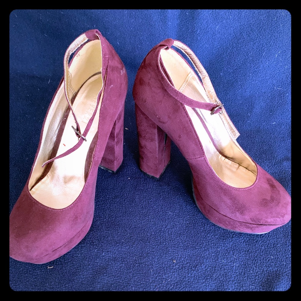 Suede platform Mary Janes